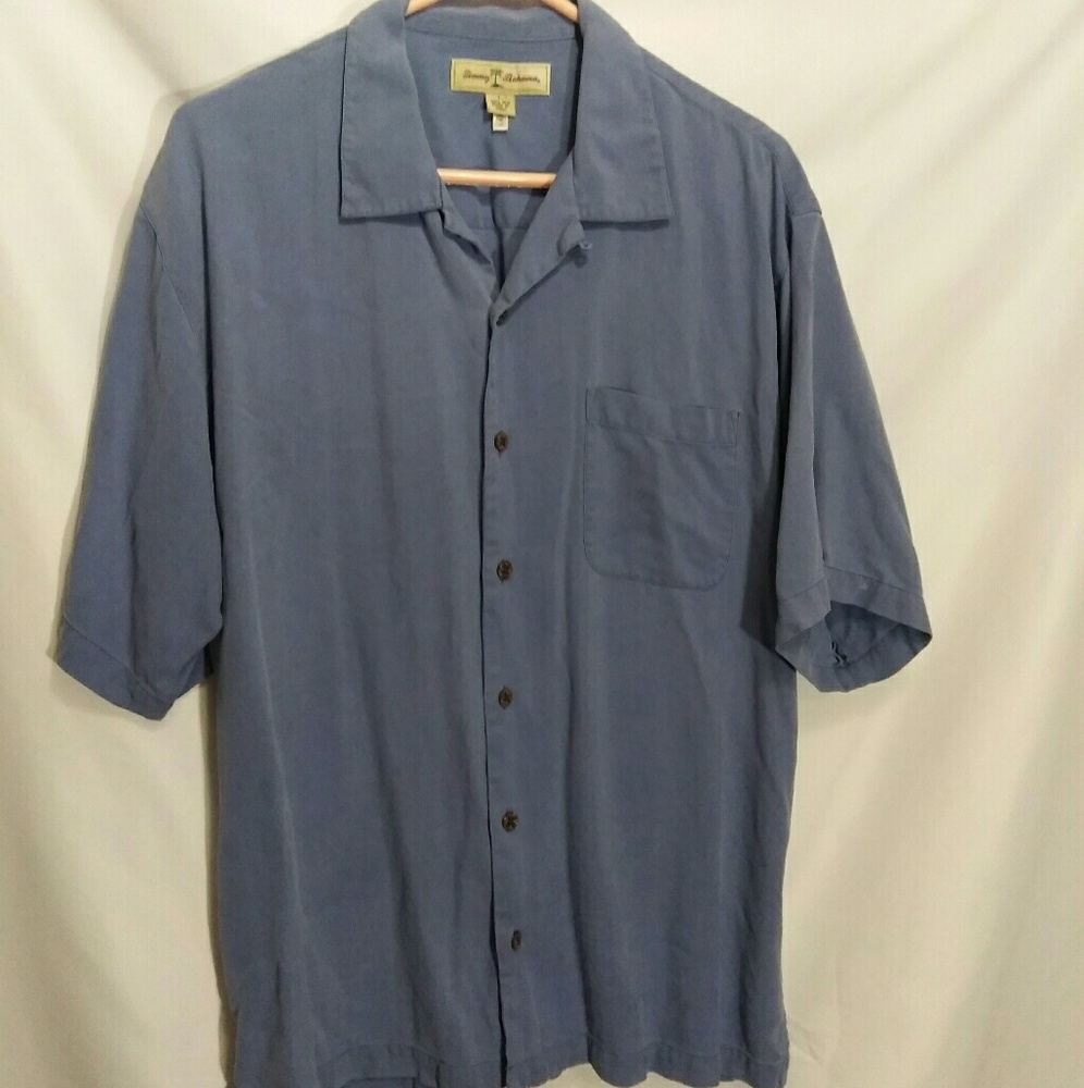 Men's large Tommy Bahama silk shirt blue